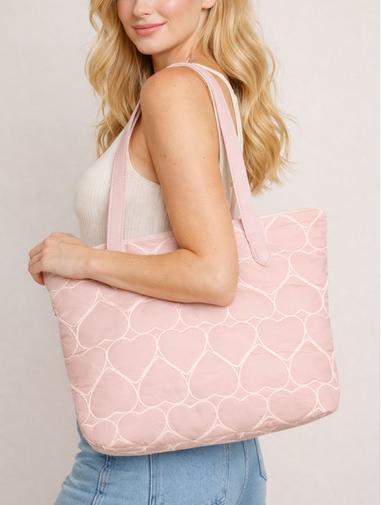 Heart Stitched Fashion Tote Bag 